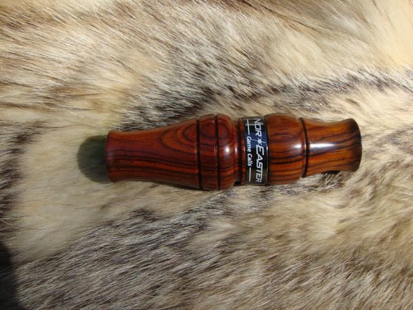 Custom cocobolo wood short reed goose call with nickle gun metal band