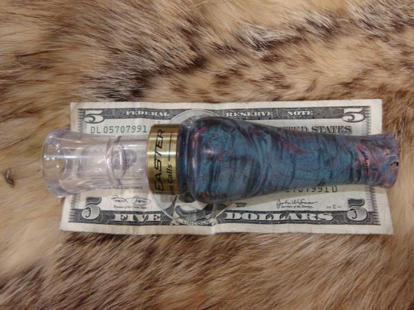custom double dyed blue and purple boxelder burl short reed goose call