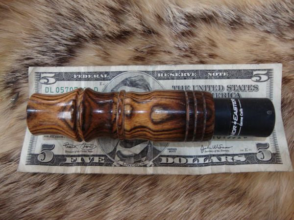 Custom Burnt Zebra wood closed reed coyote howler